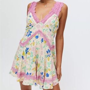 Urban Outfitters Pink Floral Lace Dress